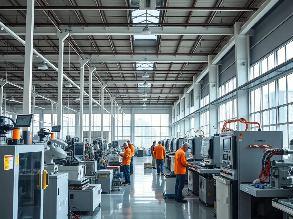 A modern manufacturing facility producing various plastic products, showcasing the advanced technology and processes used by BuildMore Offshore to create high-quality plastic solutions.